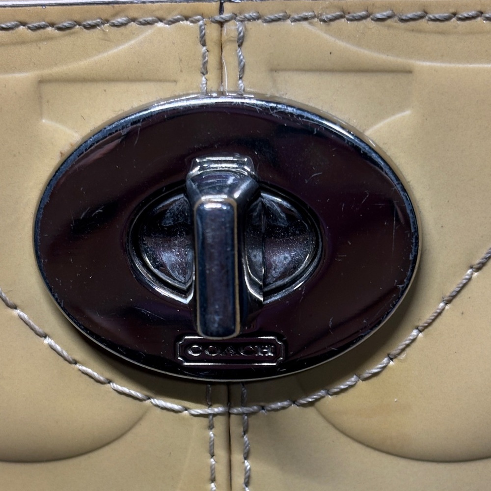 Coach Hampton Gallery Mustard Yellow Embossed Patent Leather Tote F14414 - Picture 5 of 15